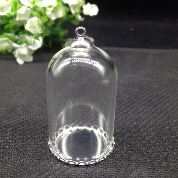 10 satz/lot -- 25*38mm vakuumglocke form rohr klarglas blase flasche & tray & top-stecker -- für DIY halskette zubehör finden: silver lace tray