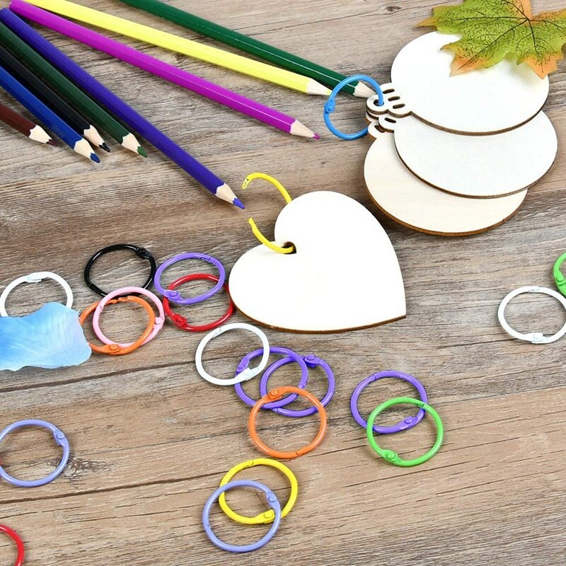 100-Pack Colorful Binding Rings 3cm Book Loose Leaf Binder Rings Metal Snap Rings Notebook Bindery Rings Keychain Rings