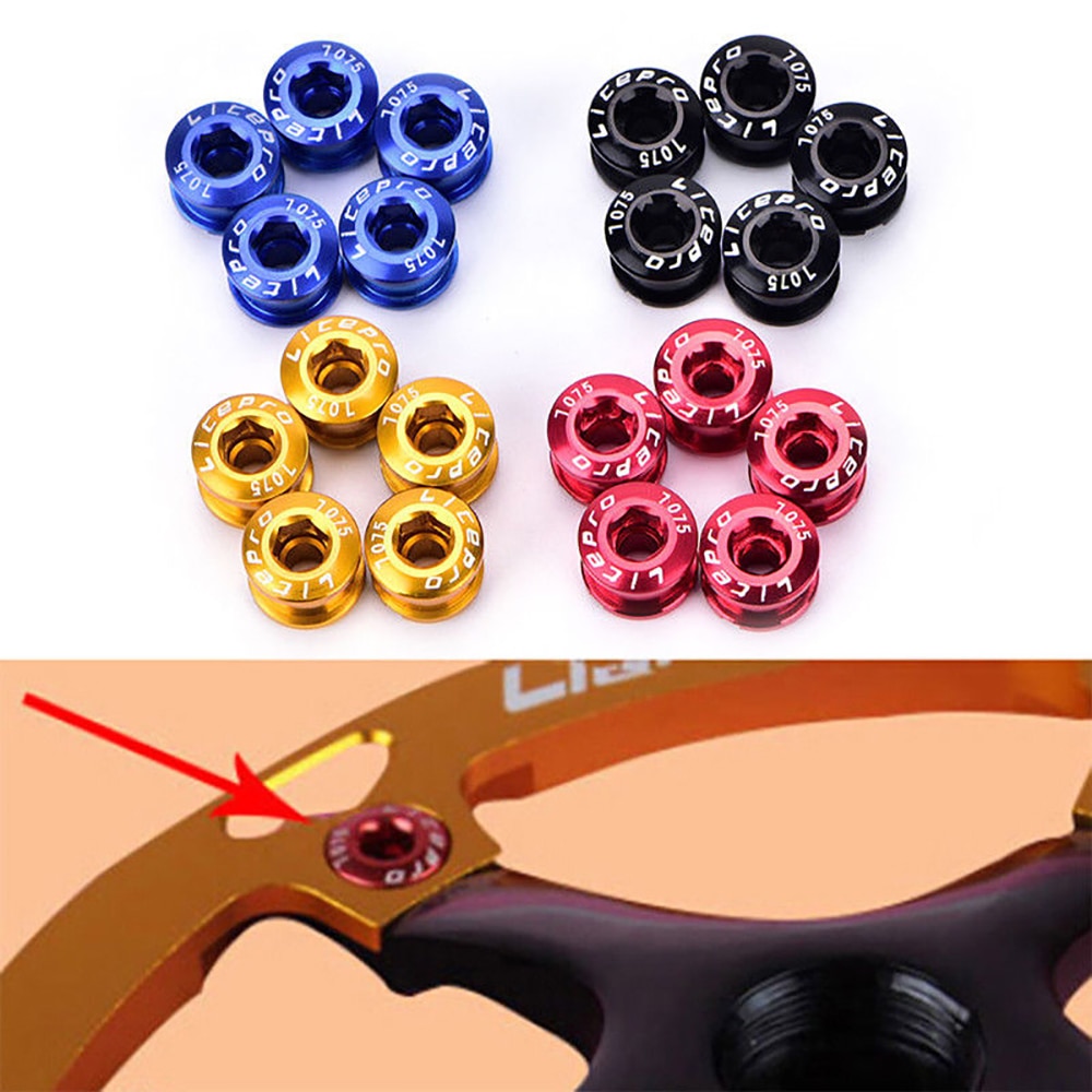 Litepro MTB Bike Chainring Bolts Double/Triple Speed Disc Single Chainwheel Screws Gold/Sliver/Purple/Blue/Red/Black/Green