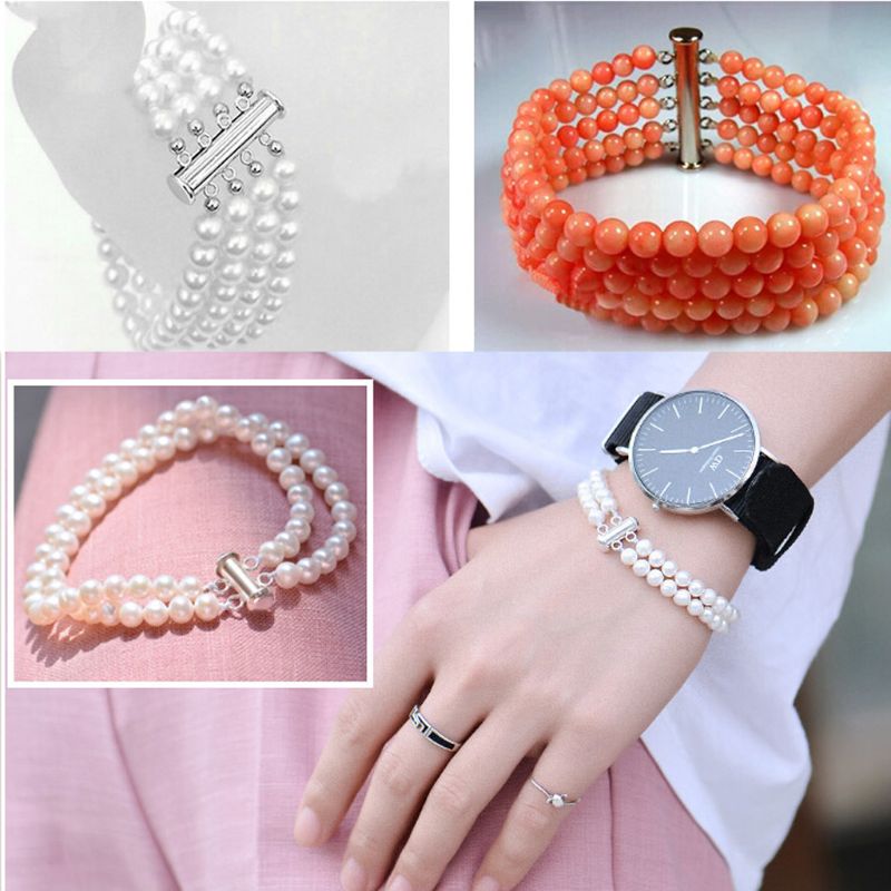 2 uds. De pulseras en capas de acero inoxidable, collares, bloqueo de tubo deslizante, ganchos de cierre espaciador, conectores de cerraduras para suministros de joyería