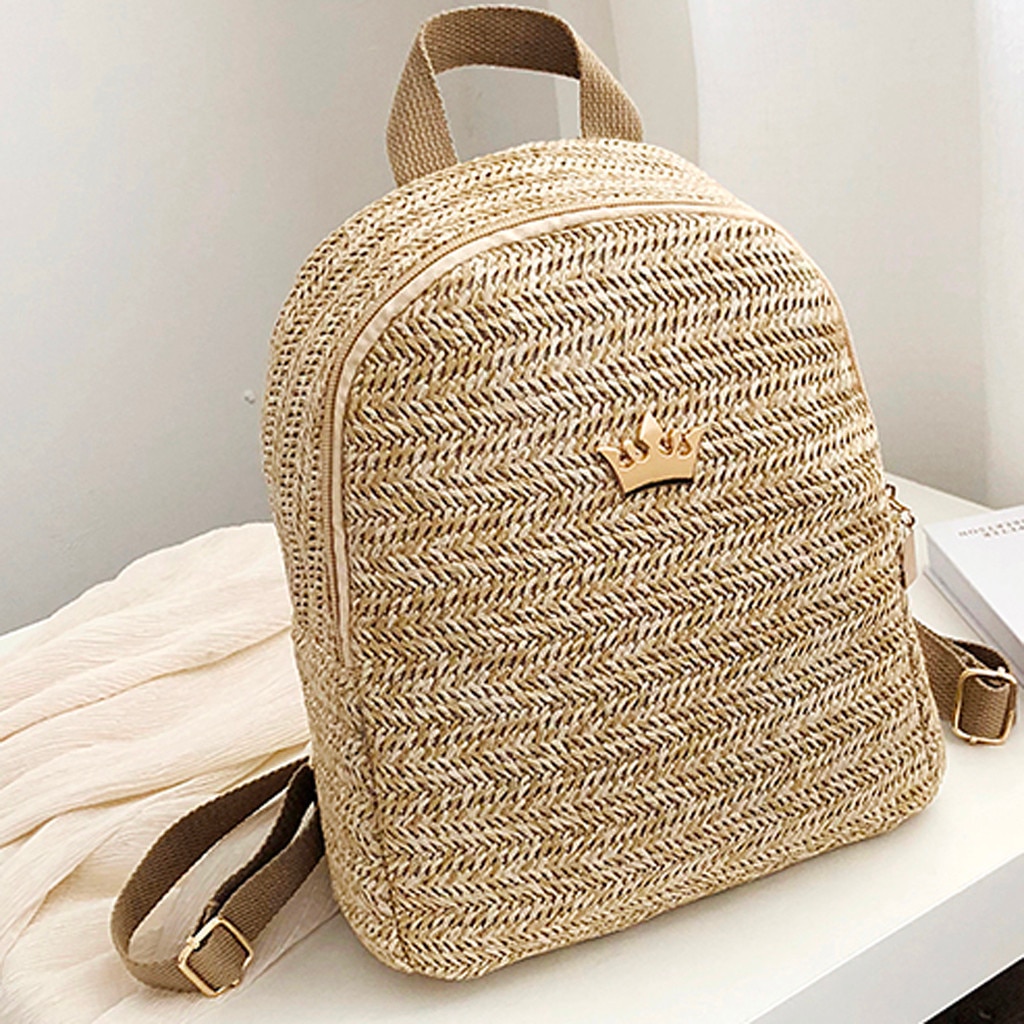 Femmes sac à bandoulière rond circulaire rotin osier paille tissé plage panier sac à main dames en plein air tissé carré backpa