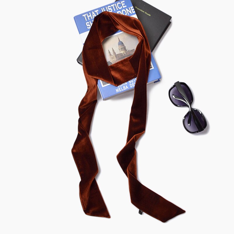 200cm de largo terciopelo gargantilla Color sólido Chic cuello bufanda mujeres Skinny bufanda Bandana cuello desgaste de la muñeca ropa de cabeza [1277]