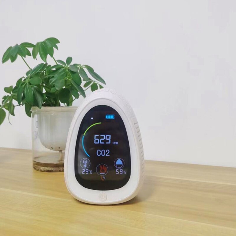 2 In 1 Carbon Dioxide Meter 5000 Ppm Detector Sensor Smoke Alarm Air Analyzer Temperature Humidity Monitor
