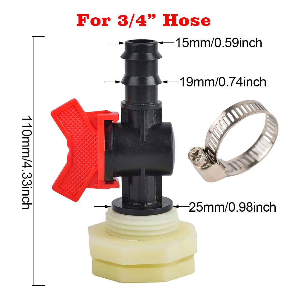 3/4 Inch PVC Rain Barrel Bulkhead Valve Adapter with 16、20mm Hose Adapter for Aquariums Water Tanks Pools: Silver