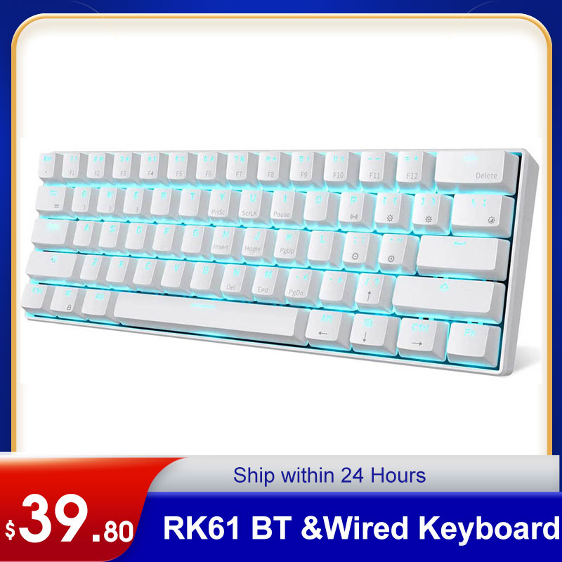 RK61 Bt Bedrade Dual Mode Toetsenbord Backlight 61 Key Mini Mechanische Toetsenbord Voor Gamer Telefoon/Tablet Met Outemu Toetsenbord