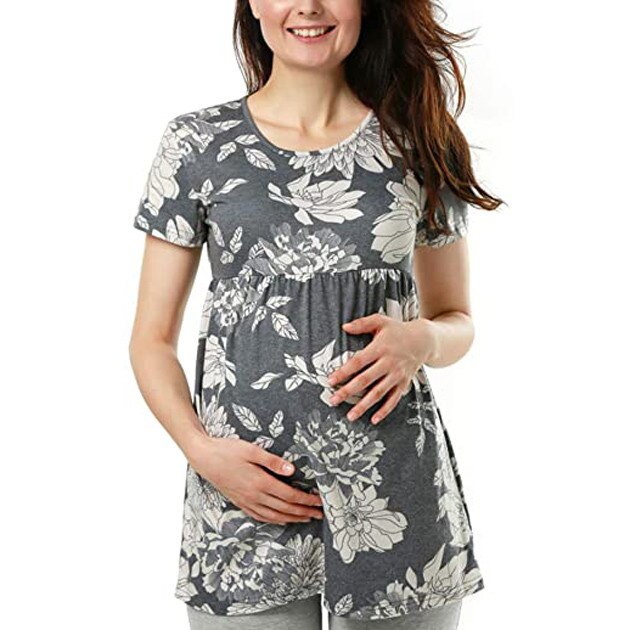 Neue Bluse Schwangerschaft Hemden Mutterschaft Kleidung Frauen Schwangere Nusring Mutterschaft Kurzarm Gedruckt Streifen Bluse Spitzen