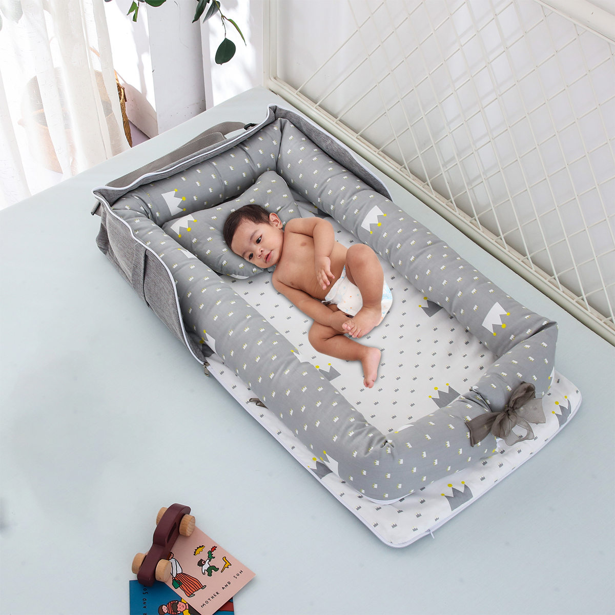 Baby liggestol sammenfoldelig bærbar babynest seng til drenge piger rejseseng spædbarn bomuld vugge vugge baby nyfødt seng rejse soveværelse