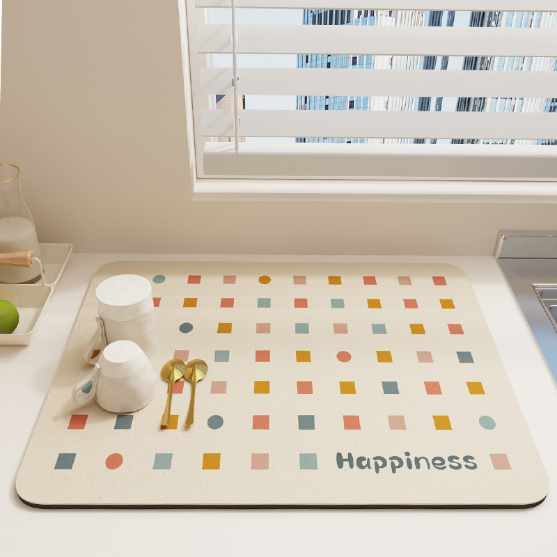 Küche Wasser Saugfähig Pad Kieselgur Trocknen Gerichte Abfluss Matte Waschbecken Arbeitsplatte Schutz Tischset für Badezimmer Matte: L / Brown