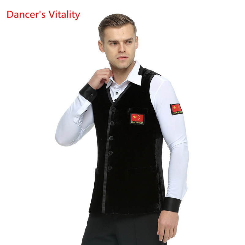 Adulte homme vêtements de danse de salon gilets valse/Tango/salle de bal/Latin haut de danse pour homme Performance de scène/vêtements de compétition