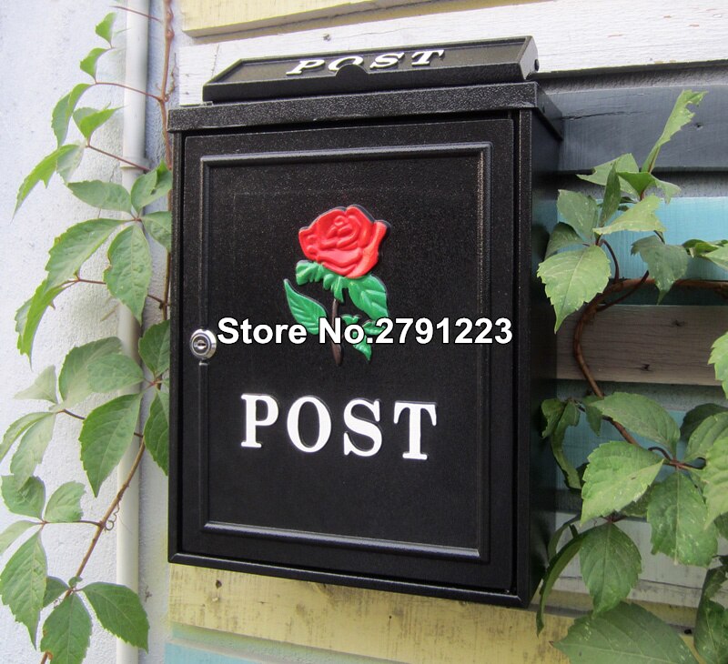Retro Pastoral Wall Mounted Mailbox Mail Postal Letter Box Lockable Secure Mail Post Cast Aluminum Mailbox Postbox Garden Decor