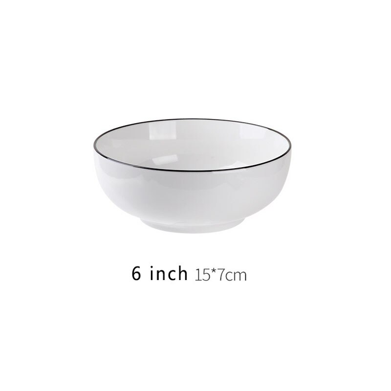 1pc vit mat tallrik uppsättning keramiska köks tallrik porslin set mat rätter ris sallad nudlar skål soppa kök kock verktyg: 6 tum