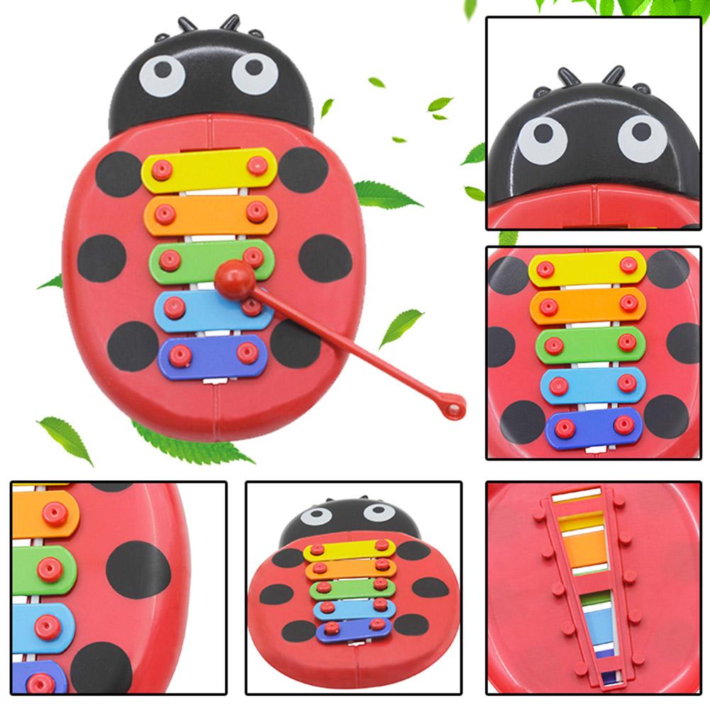 Cute Cartoon Ladybird Five-Note Musical Toy Aluminum Early Learning Educational Percussion Instrument For Kids Fun Toy