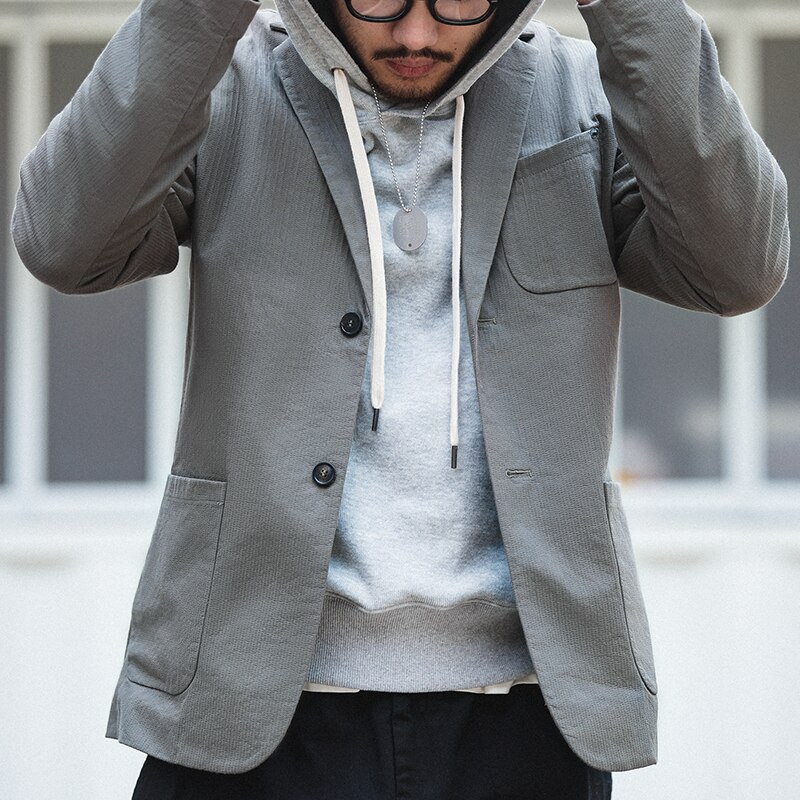 Maden Männer Blazer Herbst Frühling Dünne Klage Jacke Japan retro lässig Solide Blazer Masculino Kleidung Vetement Homme