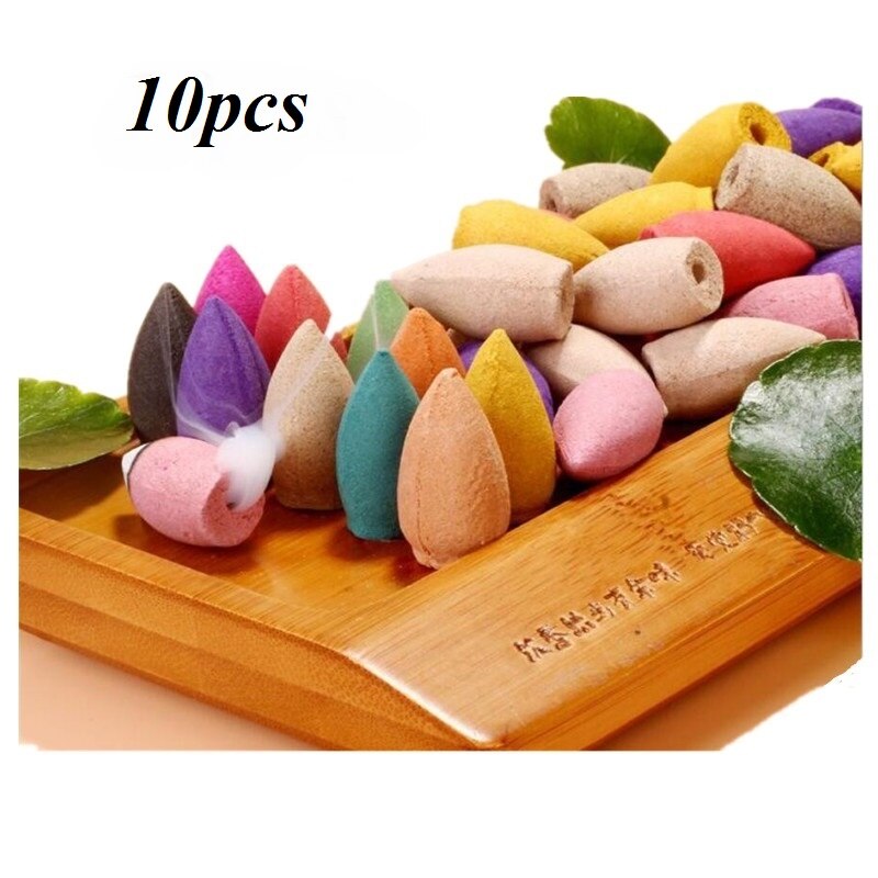 Little Monk Waterfall Incense Burner Backflow Buddha Incense Holder Censer Home Decor Buddhist Aroma Furnace: 10pcs Mixed
