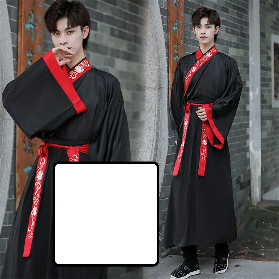 Robe Hanfu de style chinois, martilles d'arts de broderie, olympiques de cosplay de danse, kimono noir blanc rouge, prairie