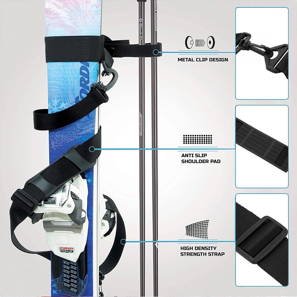 Wearable Strap Ski Strap with Shoulder Pad Skiing Anti-Slip Portable Nylon Non-Slip