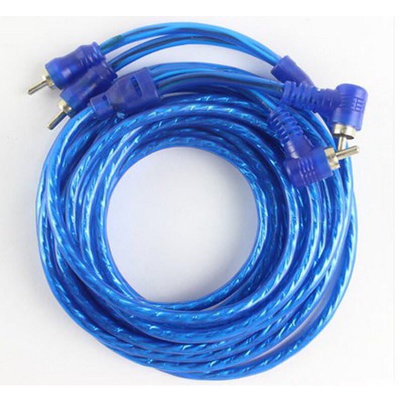Auto stereo audio cable Converter amplifier subwoofer Cable amplifier subwoofer Pure copper 5m car audio amplifier 2RCA Blue