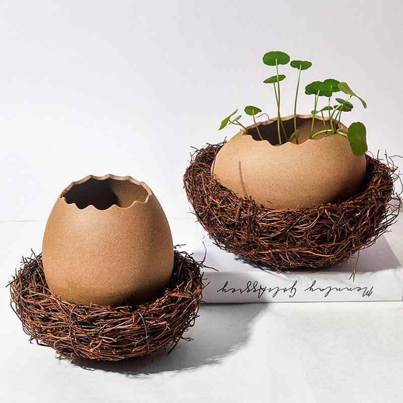 Wabi-sabi – vaisselle en céramique, coquille d&#39;œuf d&#39;oiseau, bol à soupe Dessert, assiette à crème glacée, Pot de plantes en céramique, de nouveauté, décoration de la maison
