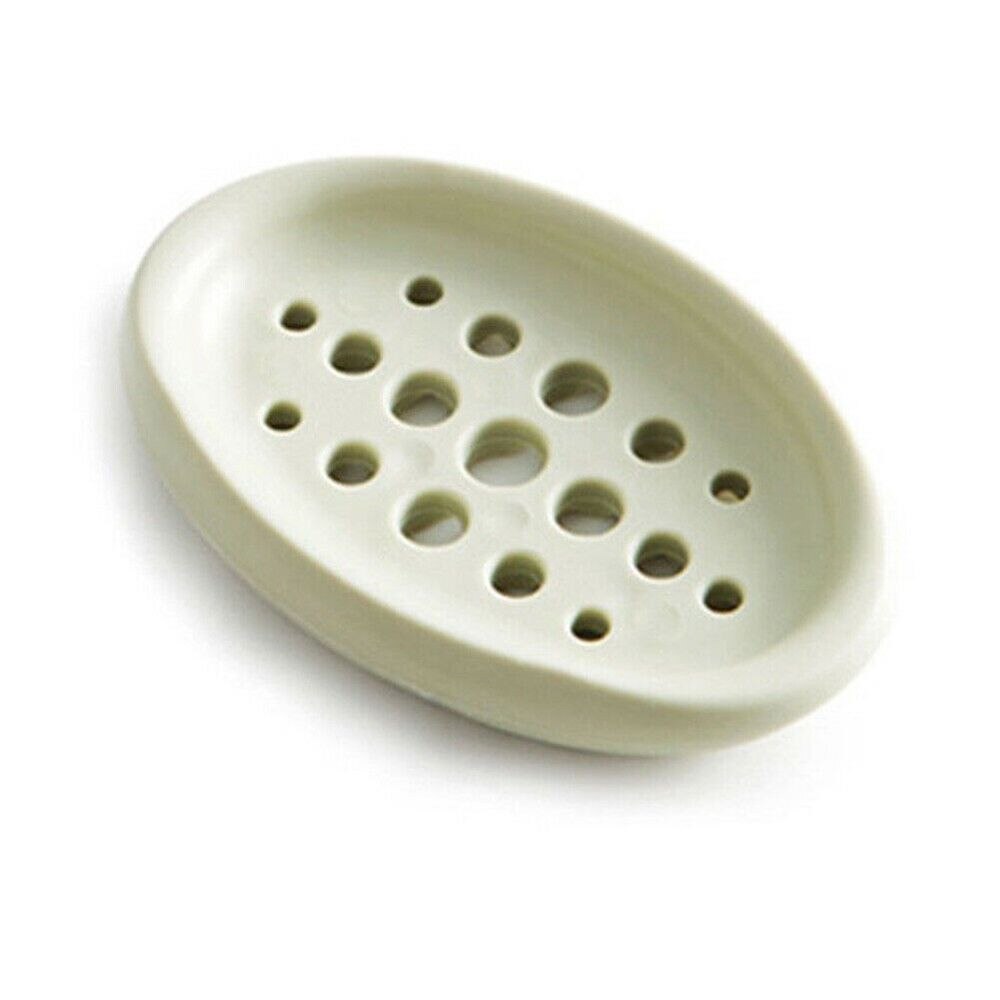 Bathroom Silicone Soap Dish Plate Flexible Multifunction Soapbox Plate Tray Drain Shower Soap Box: Green