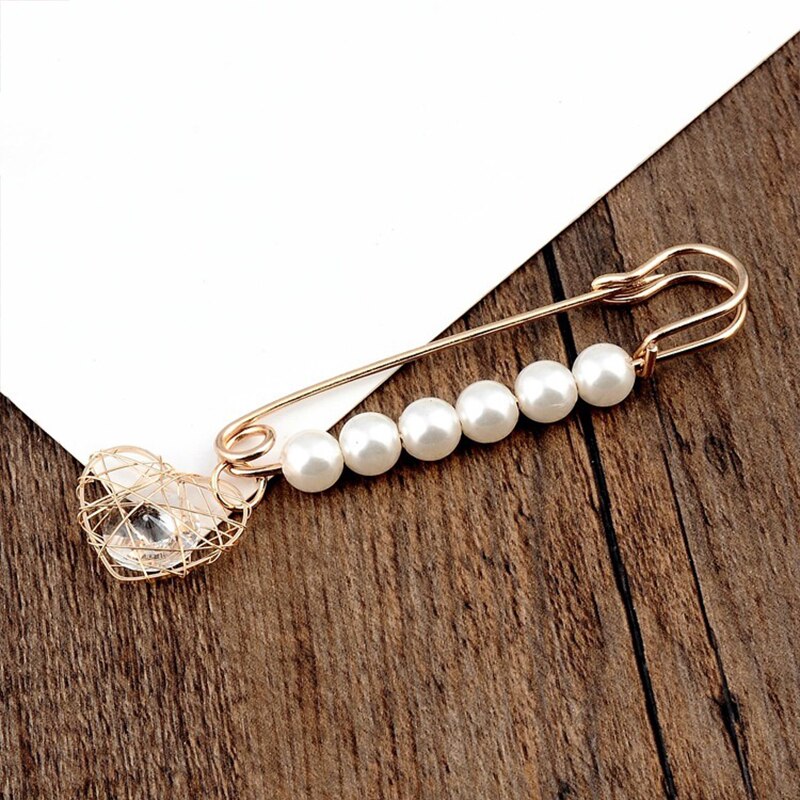 1-6 Stks/set Crystal Broche Pin Knop Jurk Strass Simulatie Parel Gesp Broches Voor Vrouwen Hijab Pins Accessoires Sieraden: 08