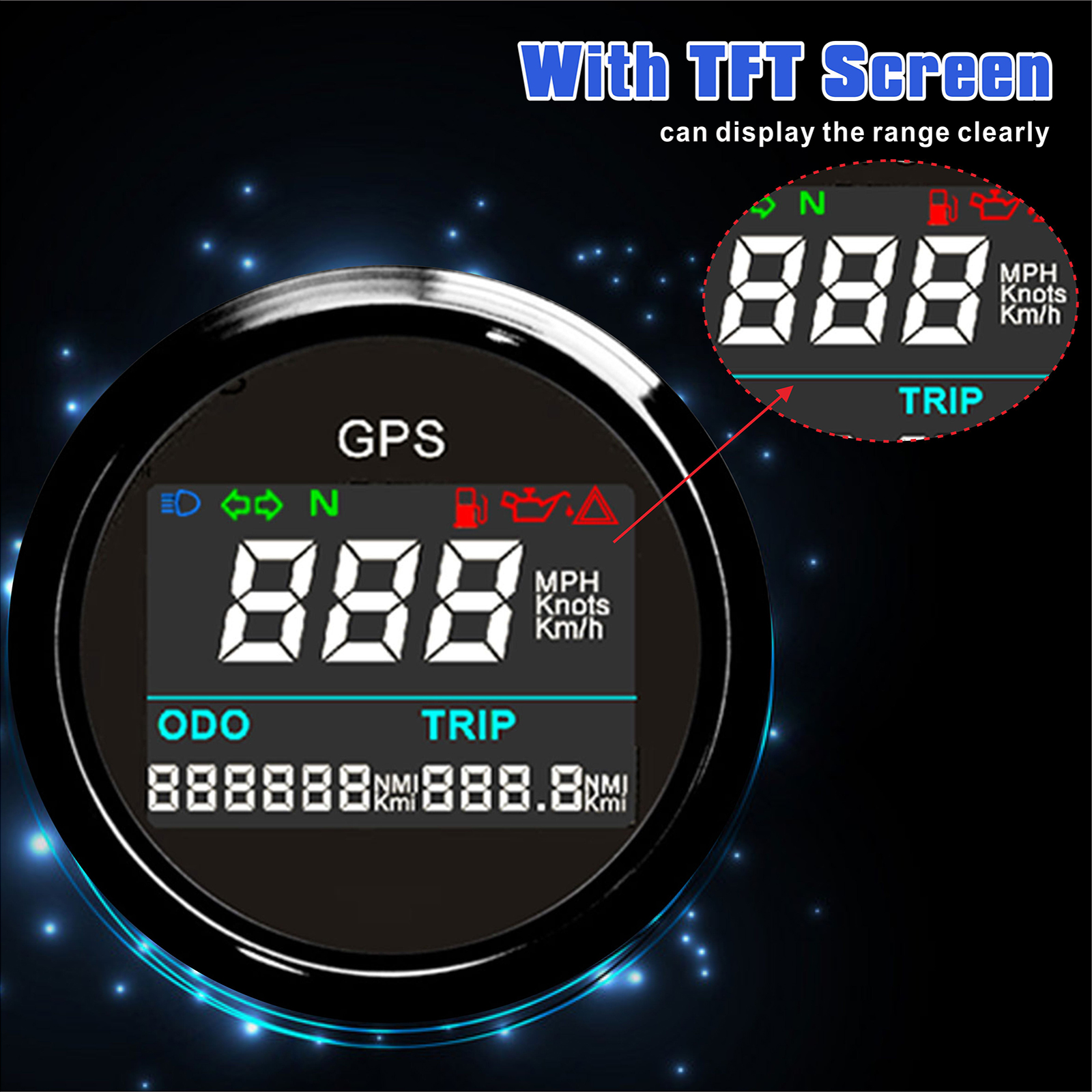Mini velocímetro GPS Digital, medidor de velocidad con antena GPS, Sensor de velocidad, odómetro, ATV, UTV, marino, 12V/24V, 52mm