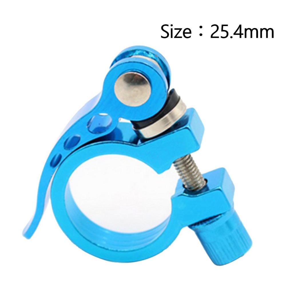 Colorful Bicycle Quick Release Seat Tube Clamp Mountain Bike Rack Seat Tube Clamp Lock Quick Release Button Aluminum Alloy: Blue 25.4mm