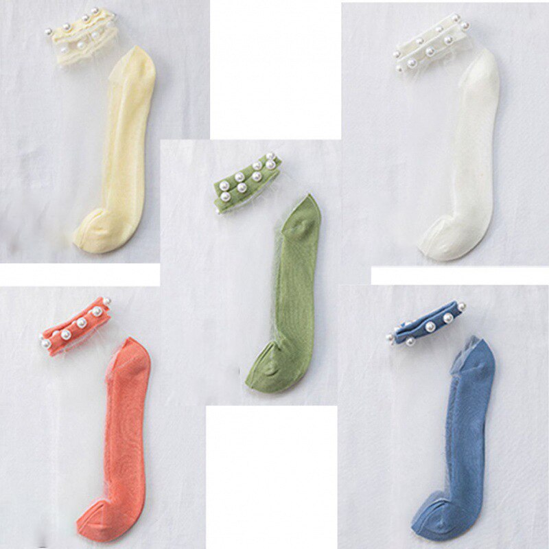 Calcetines transparentes de malla para mujer y niña, medias transparentes ultrafinas de encaje, 5 piezas, M09: 9