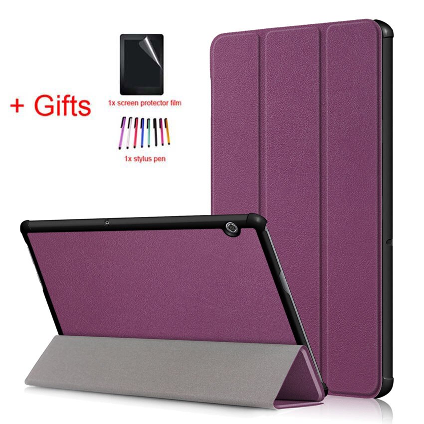 Ultra Slim Case for Huawei Mediapad T5 10 AGS2-W09/L09/L03/W19 10.1" Cover for Huawei Mediapad T5 10 Tablet case+film+stylus: Purple