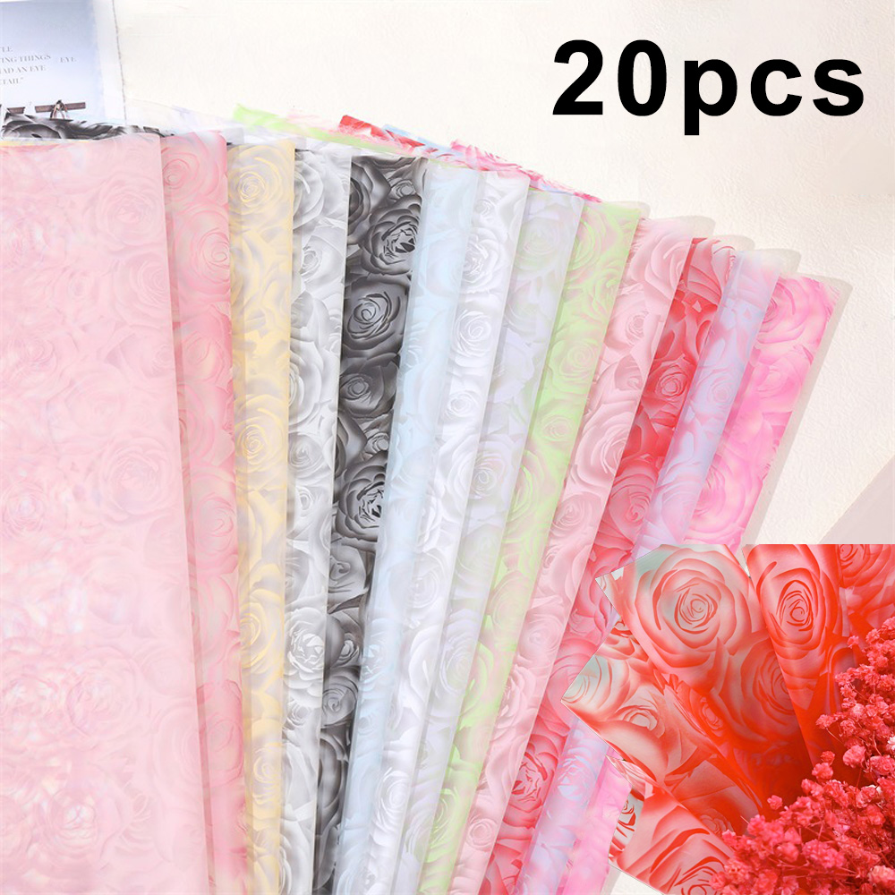 20 stuks bloem inpakpapier gouden rand roos Koreaanse stijl half transparant geschenkverpakking bloemist boeket inpakmateriaal