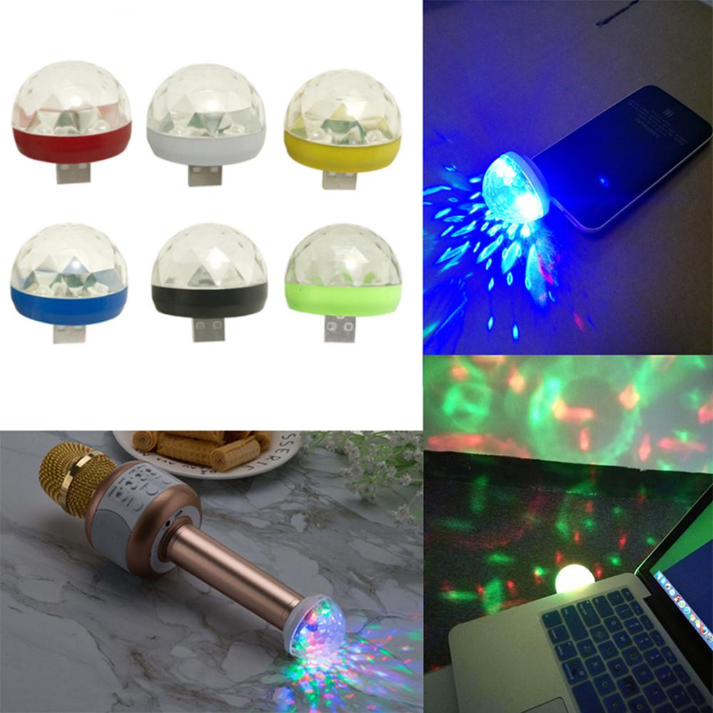 Mini USB Bunte LED Disko Lichter Tragbare Kristall Magie Ball Bühne Lampe mit Adapter für Android Telefon Partei Licht