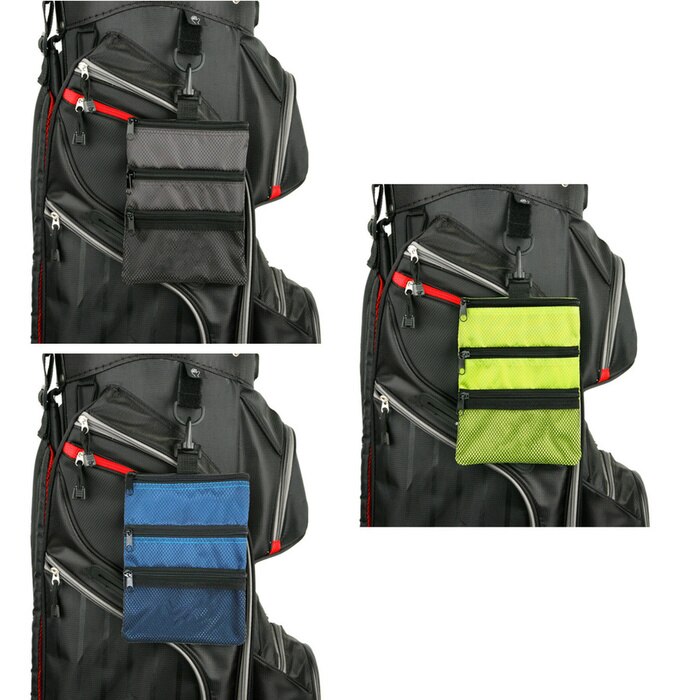 Upgrade Multi Pocket Golf Tee Pouch with Zipper and Clip Hook to Bags Durable Nylon Valuables Holder for Men Women