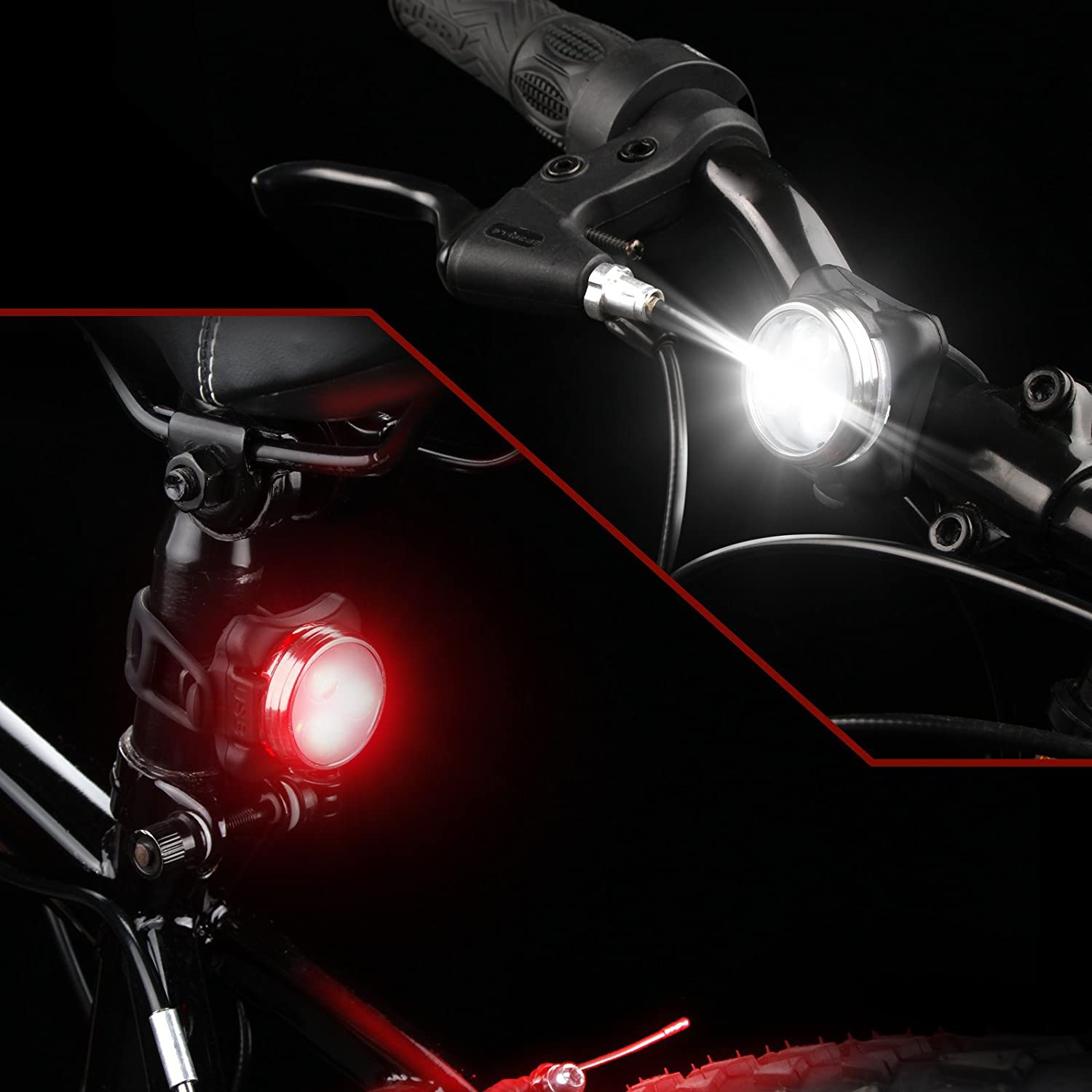 Ascher USB Rechargeable Bike Light Set,Super Bright Front Headlight and Rear LED Bicycle Light,650mah Lithium Battery