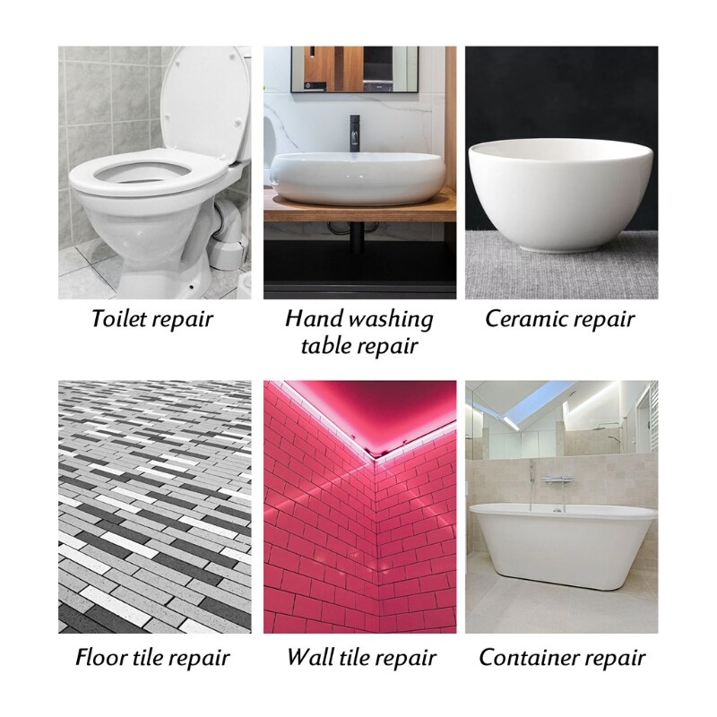 Ceramic Glue Adhesive Tile Repair Paste Kit with Free Scraper and Stirring Tool