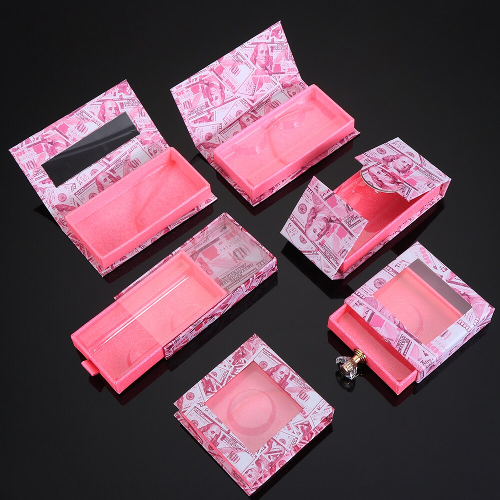USD Eyelash Packaging Box Case with Transparent Tray Lashes Boxes Empty Eyelashes Package Box For 15-30mm Lashes Rectangle Box