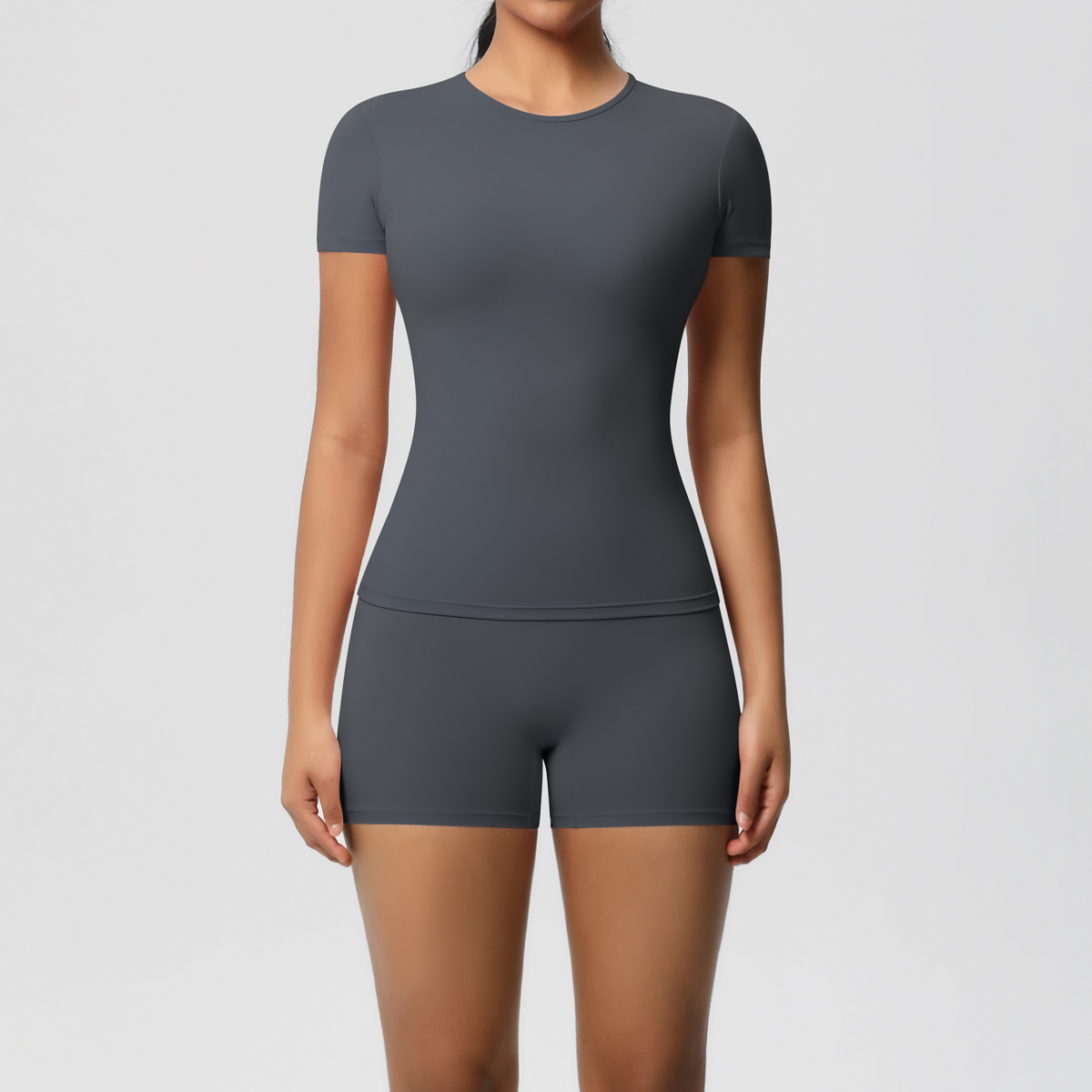 2 -delat yogaset gymkläder sportkläder yogadräkter för kvinnor fitness kortärmad crop top träningsdräkter sport-bh gym
