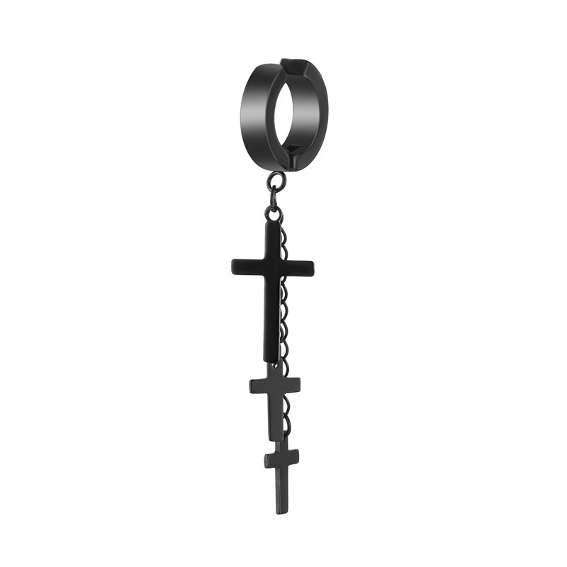 Pendientes falsos minimalistas de Roronoa Zoro, barra cuadrada, pendiente de aro colgante, Clip de oreja, pendiente de acero inoxidable, joyería para hombres: VERMEIL