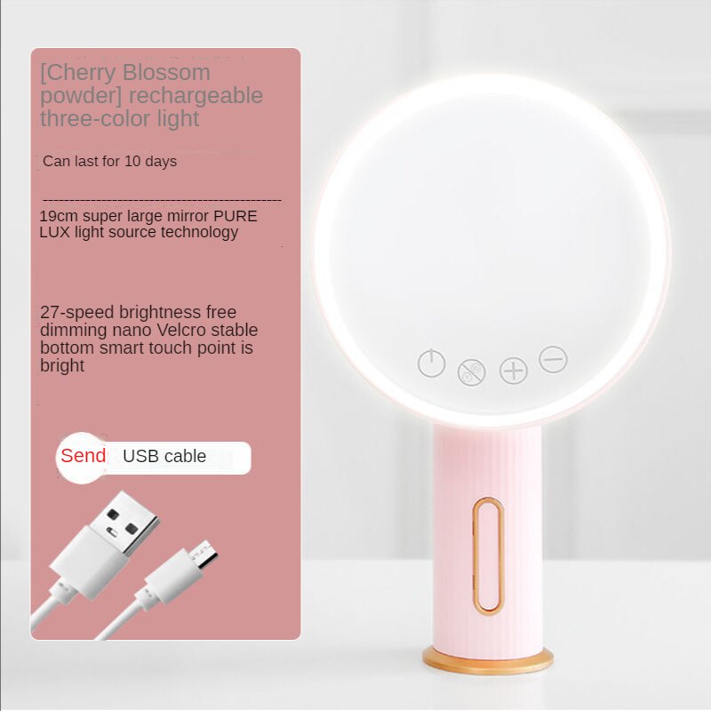 Lusterko kosmetyczne z podświetleniem doprowadziło z lampą komoda akademik ambona ambona netto czerwony świetlny wypełnij światło lustro małe ins wiatr: różowy three lekki