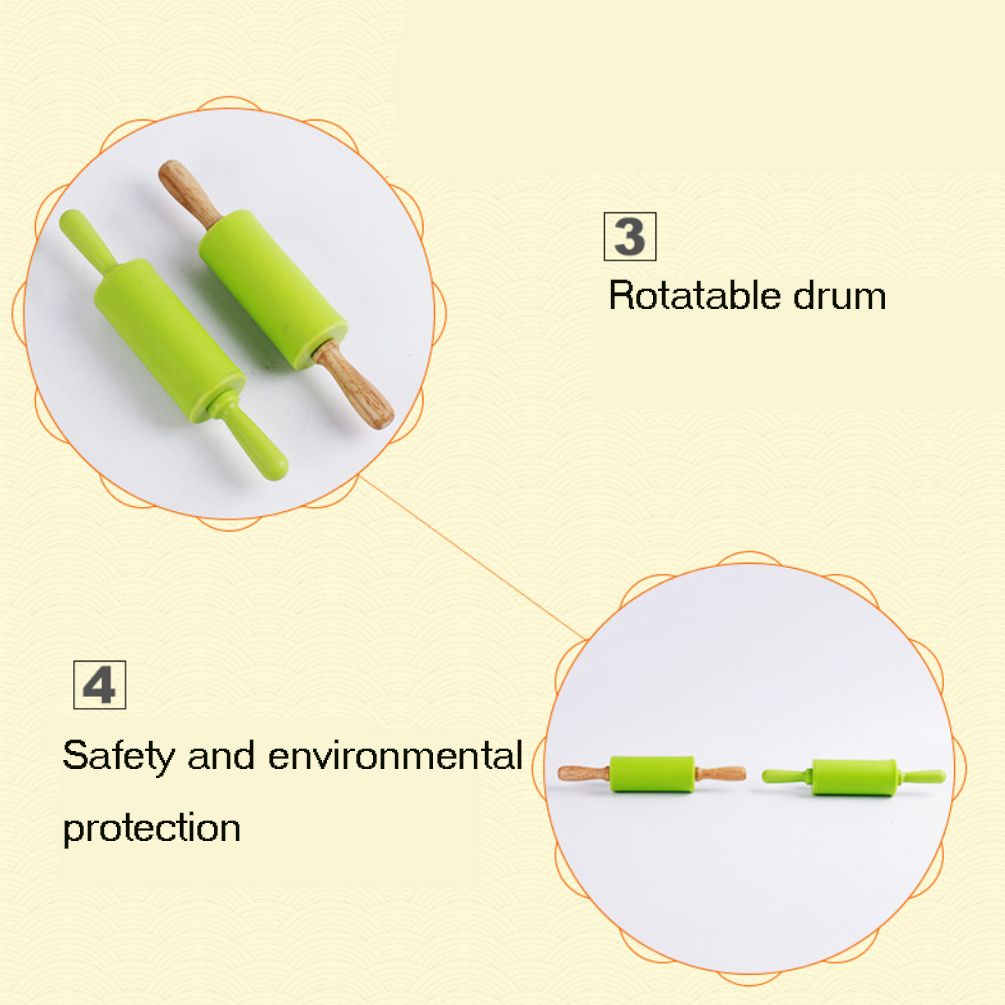 1PC Silicone Rolling Pin Dough Roller Handle DIY Kitchen Baking Children Pastry Stick Cake Decor Cooking Tool