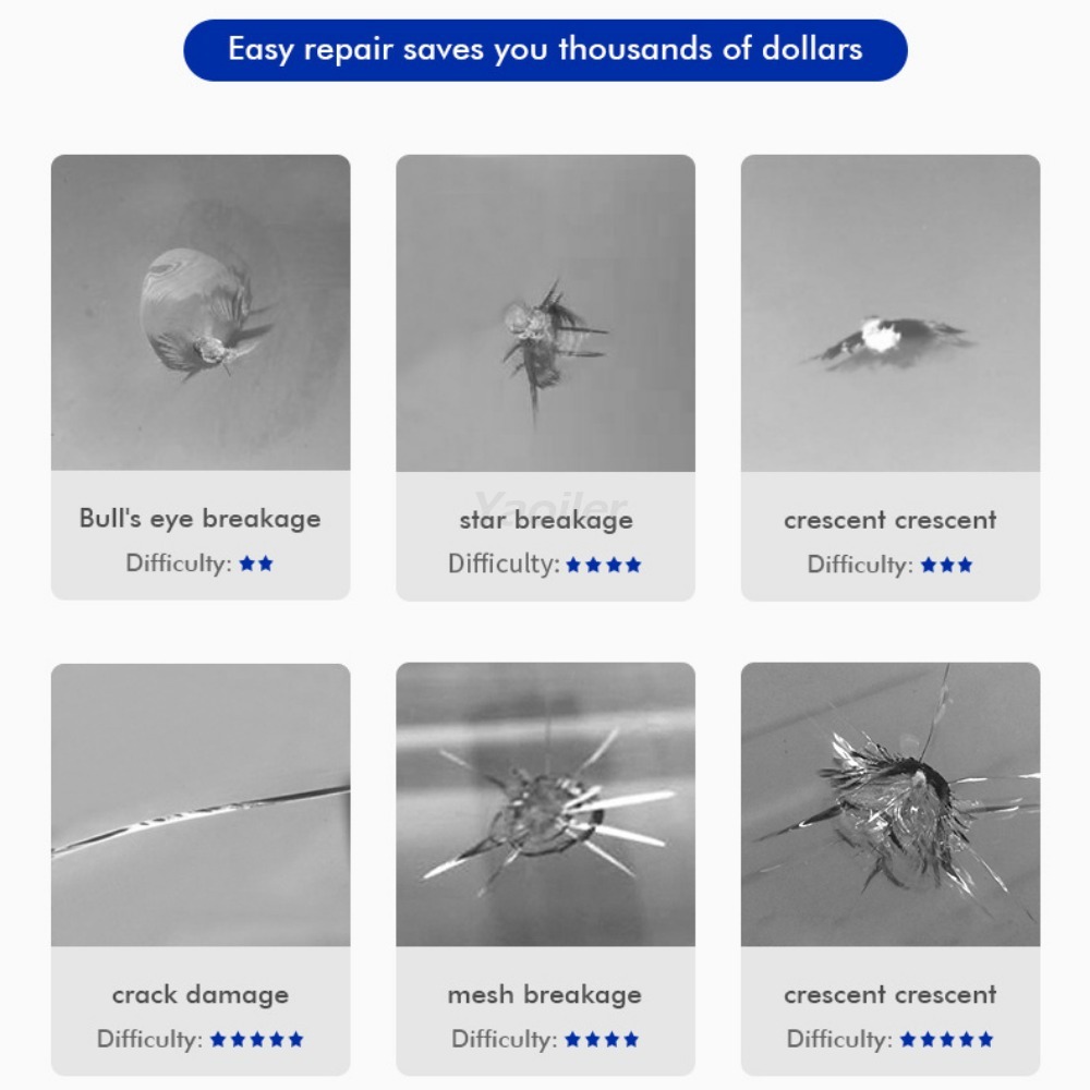 Reparationssæt til bilrude, glasrestaureringsmiddel, gør-det-selv-vinduer, reparationsværktøj til revner i forruden, lim til glas, bilforsyninger