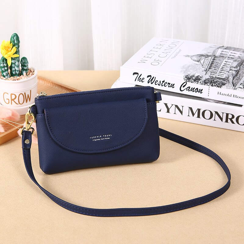 Dames pu leren schoudertas dames crossbody tas casual eenvoudige handtas frisse kleine crossbody tas 7304: Blauw 7304