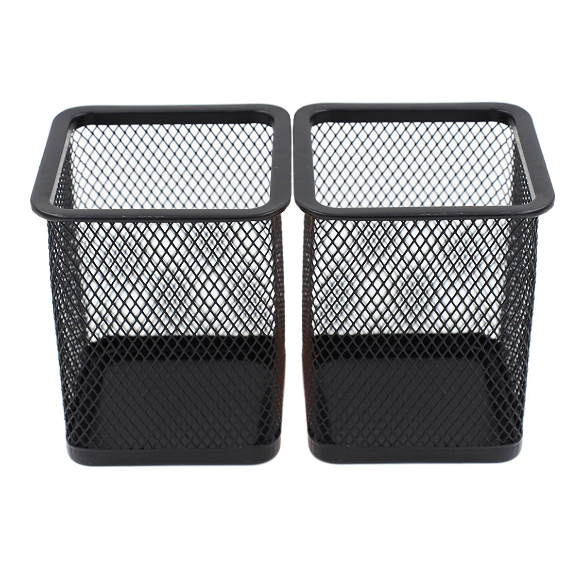 Porte-stylos en maille métallique, conteneur carré à crayons, Structure robuste, Pot à stylos léger, porte-crayons de bureau, fournitures de bureau: Black