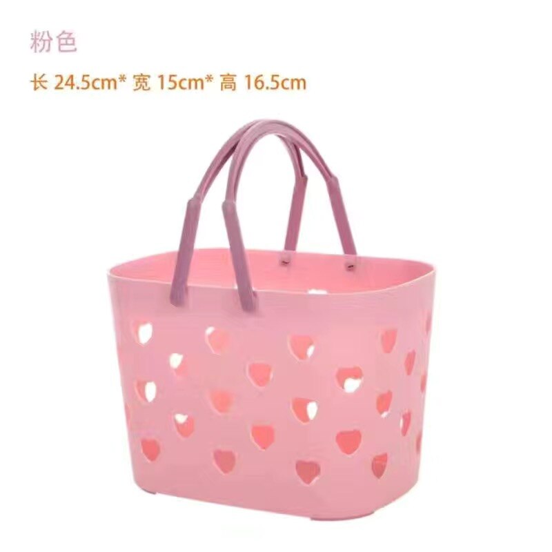 Portable Shower Caddy Tote Heart Shaped Hollow Plastic Storage Basket with Handle Box Organizer Bin for Bathroom Pantry Kitchen: 04