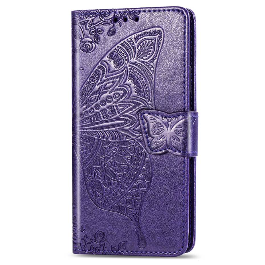 Flip Case For OPPO A15 Case 3D Butterfly Luxury Wallet Cover PU Leather Phone Case For OPPO A15 Case: DarkPurple