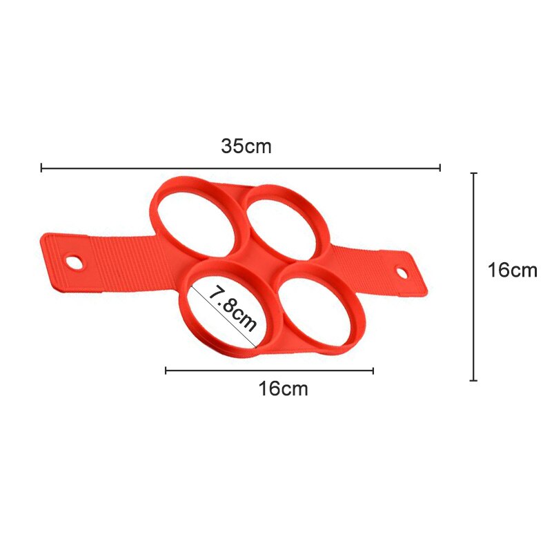 Kitchen Flip Cooker Silicone Egg Pancake Maker Pie Molds Pie Ring Omelette Fried Egg Moulds Pastry Baking Tools BK259: 4 Hole Round