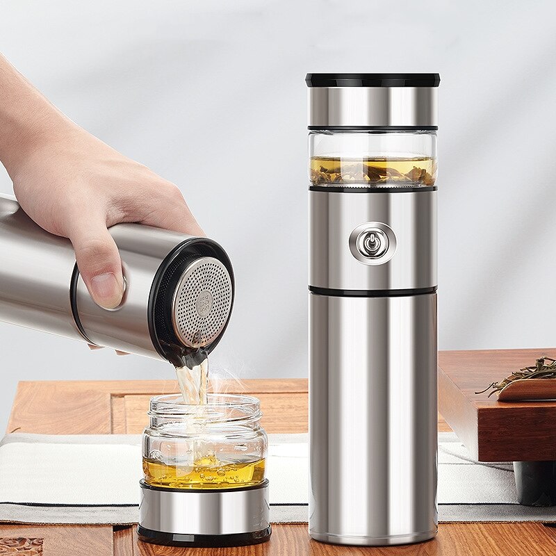 500Ml Glas Thee Thermos Cup Mok Rvs Thermos Vacuüm Cup Thee Zetgroep Fles Vacuüm Kolven Thermische Mok Water fles