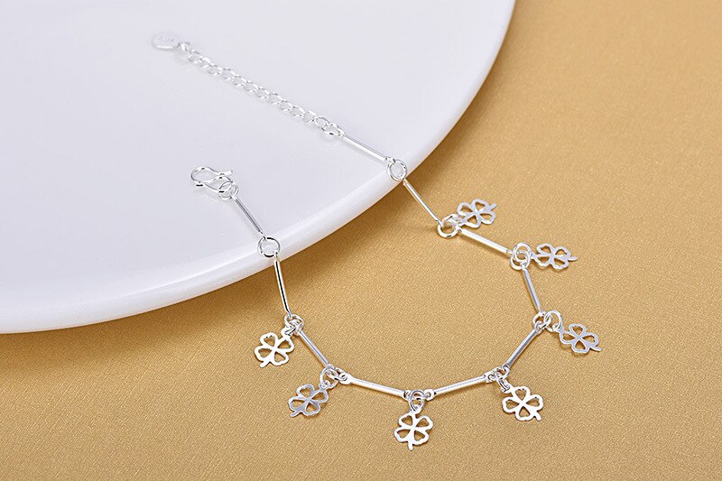 Everoyal Femminile Pendenti E Ciondoli Clover Bracciali In Argento Per Le Donne Gioielli Moda In Argento 925 Della Ragazza Cavigliere Accessori Della Signora di Estate Bijou