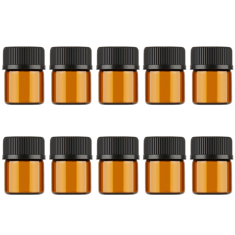 1Ml Etherische Olie Fles (Gat Plug) 50 Stks/pak 1 Pack Mini Amber Lege Etherische Olie Fles, navulbare, Cosmetische Container