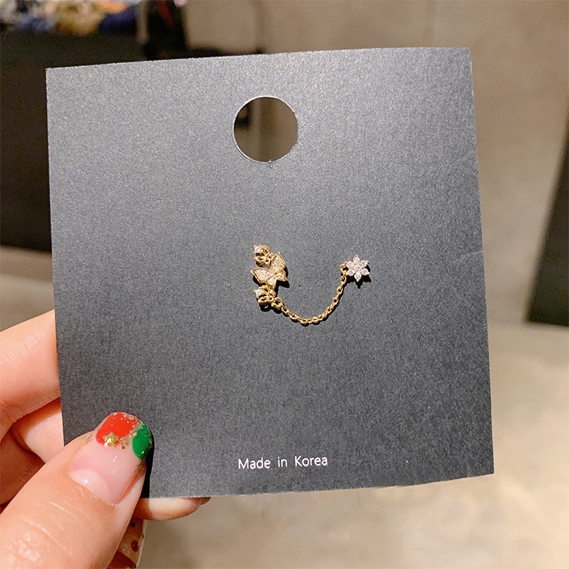 MENGJIQIAO coréen mignon papillon chaîne boucles d'oreilles goutte pour les femmes étudiants Zircon étoile Brincos bijoux