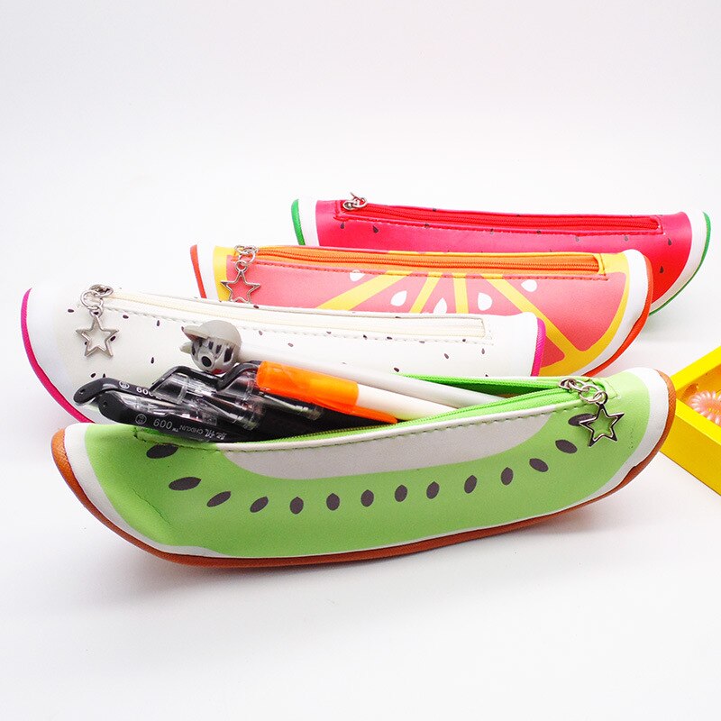 1 pc fruit pennenzak watermeloen sinaasappel kiwi opbergzak student schrijfwaren fruit schattige etui kinderen