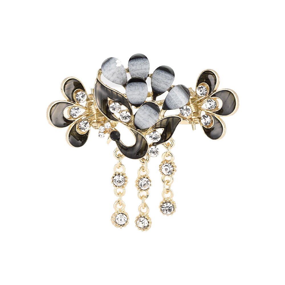 Hårspenne med strass, hårspenner, påfuglroseblomst, sommerfuglornamenter, dusk, hårspenner, hårklemmer, hårtilbehør: Blå
